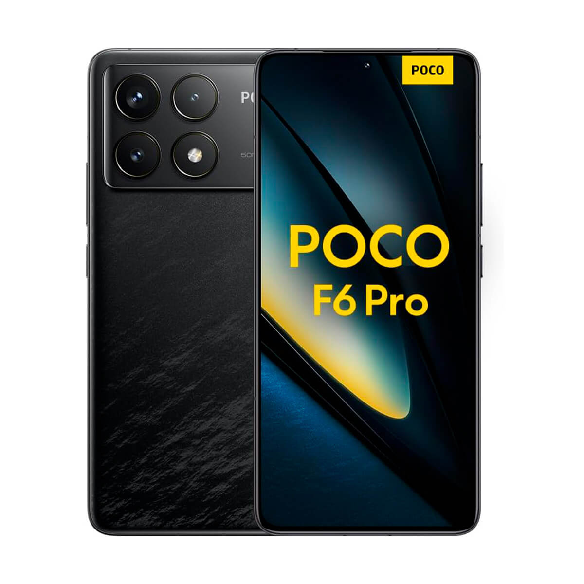 Czarny smartfon POCO F6 Pro z czterema aparatami z tyłu.