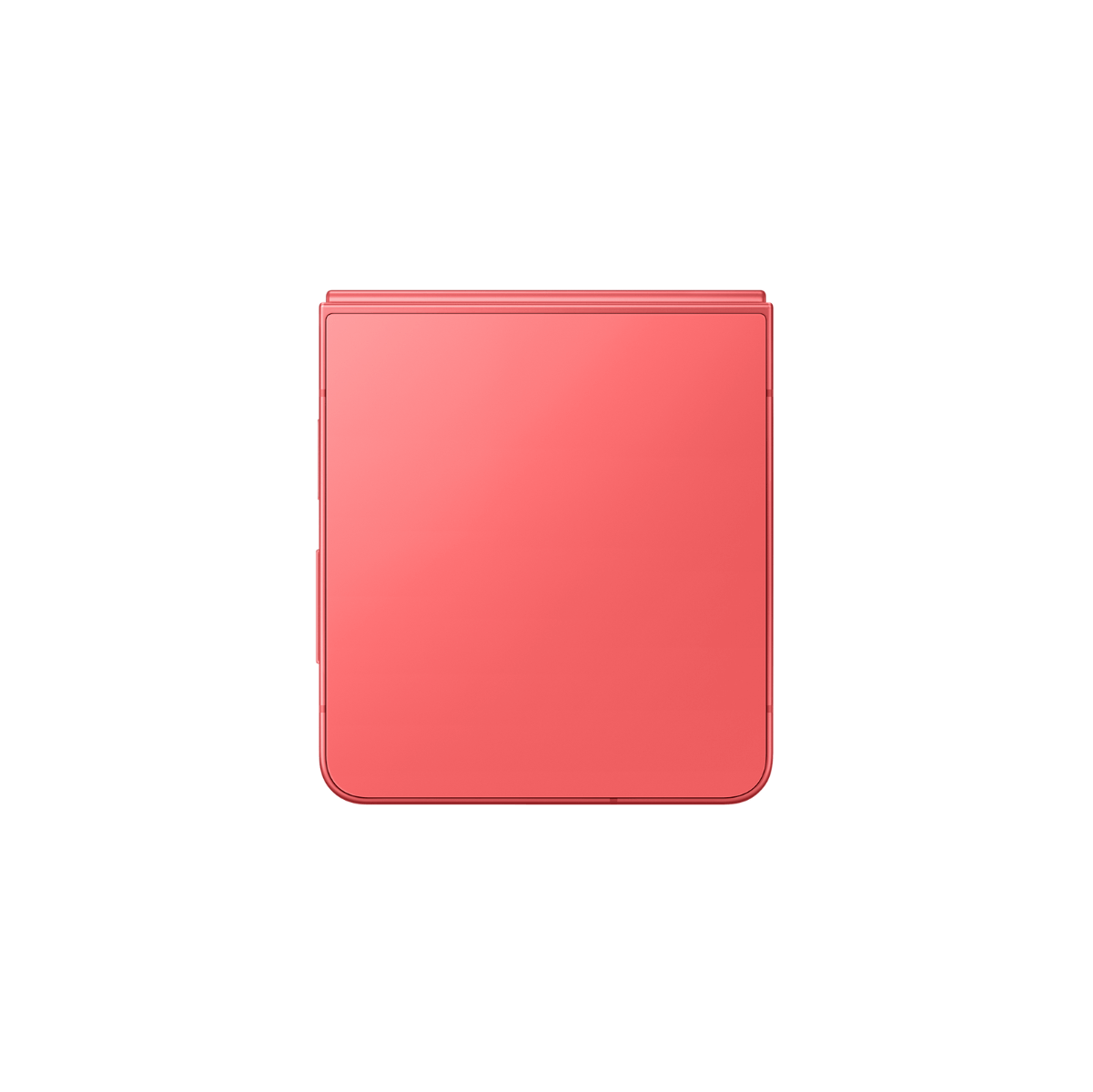 Téléphone à clapet fermé corail sur fond blanc.