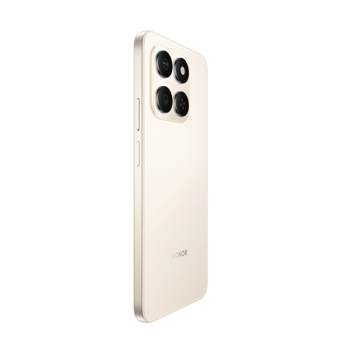 Retro di uno smartphone Honor dorato con quattro fotocamere e il logo HONOR.