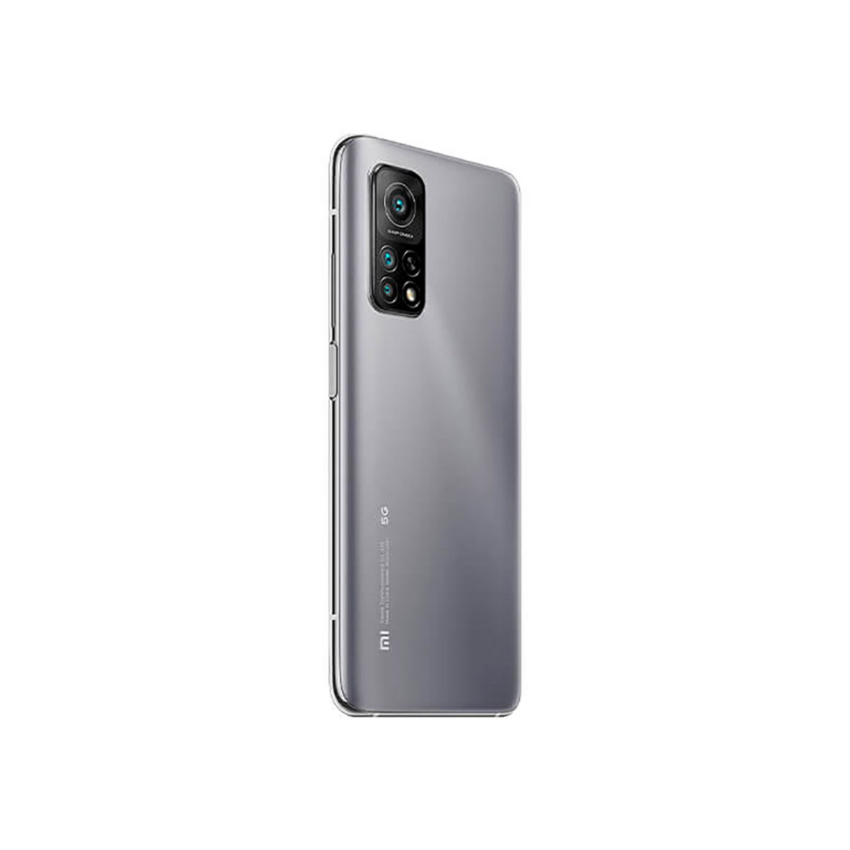 Arrière d'un smartphone gris avec quatre caméras et le logo 5G.