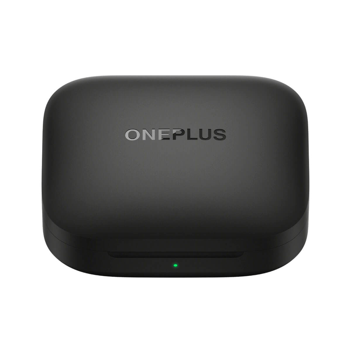 Schwarzes Ladecase mit OnePlus-Logo und einer grünen LED.