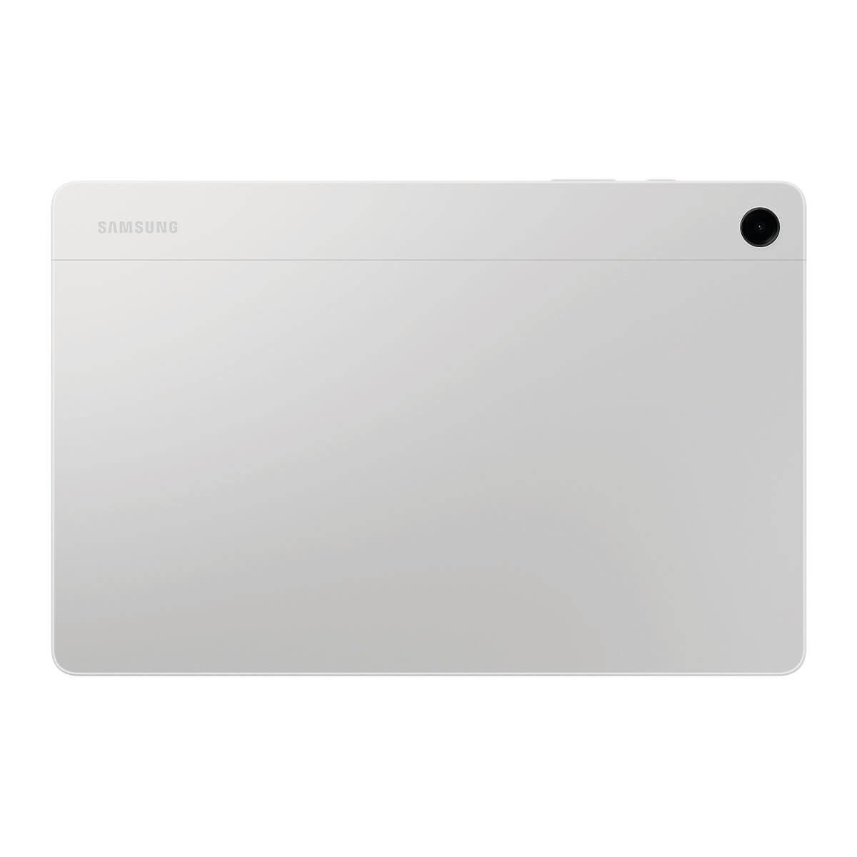 Retro di un tablet Samsung bianco con modulo fotocamera e logo.
