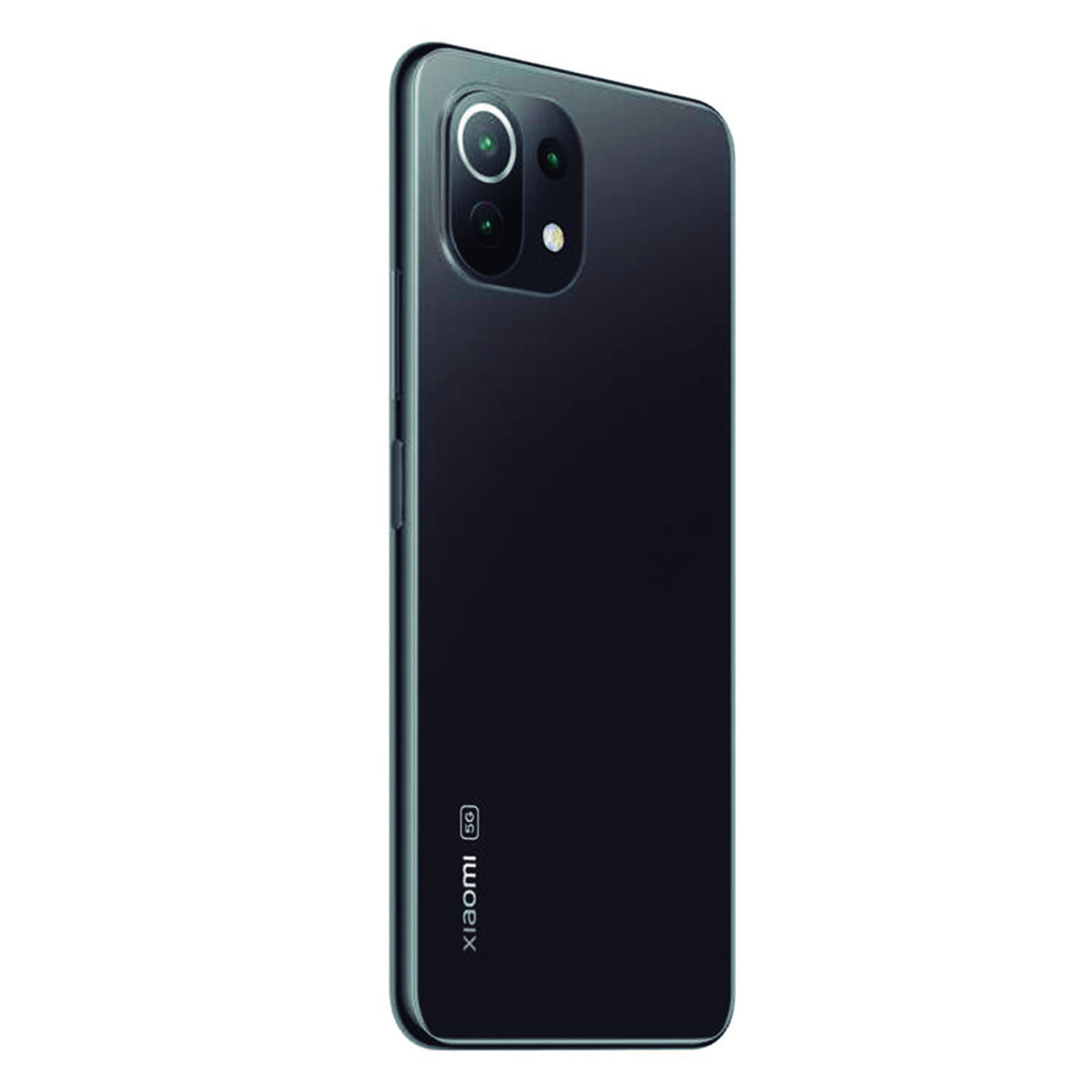 Ciemnoszary smartfon z modułem potrójnego aparatu i logo Xiaomi 5G.