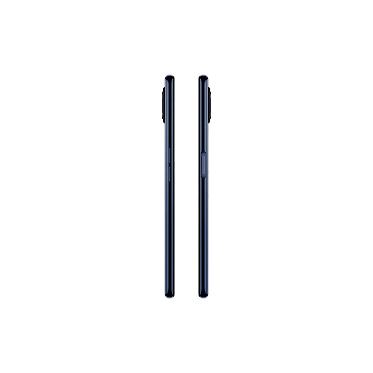 Zwei dunkelblaue Smartphones nebeneinander auf weißem Hintergrund.