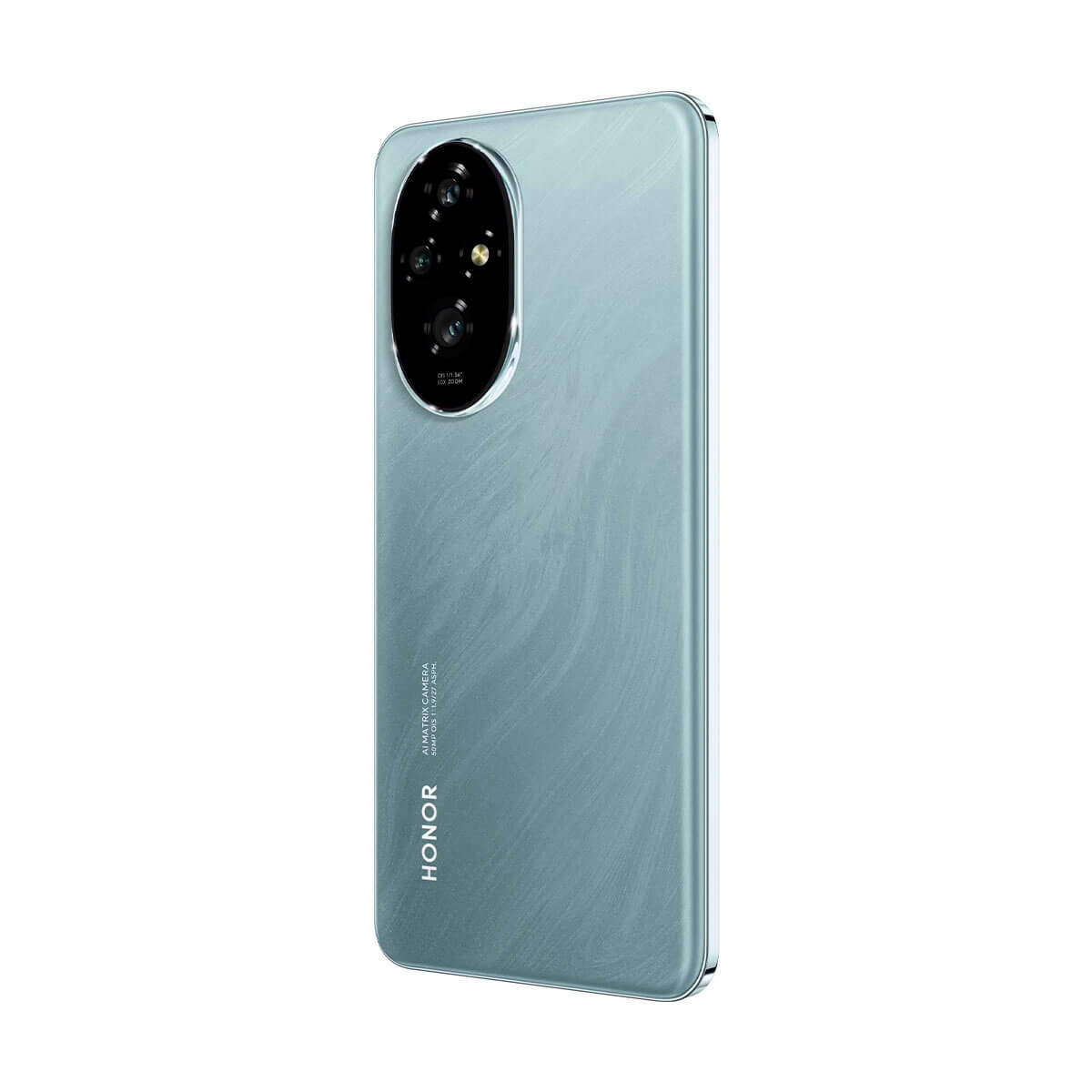Ein blaugraues Smartphone mit drei Kameras auf der Rückseite und dem HONOR-Logo.