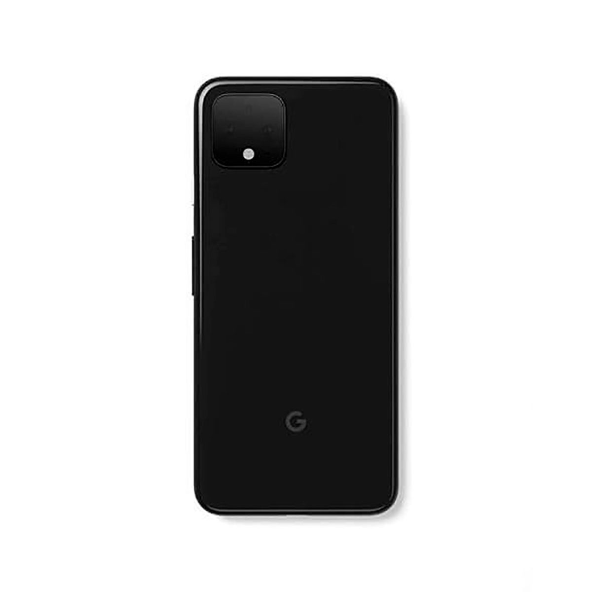 Schwarzes Smartphone mit Google-Logo und Kamera auf der Rückseite.