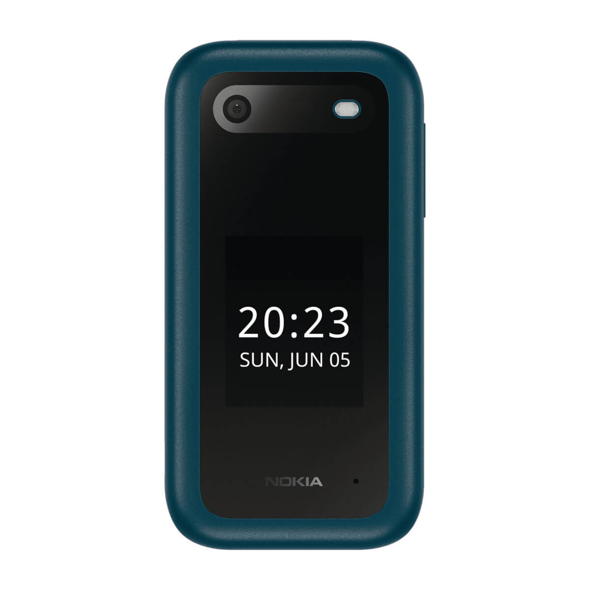 La pantalla de un Nokia azul oscuro muestra las 20:23, domingo 5 de junio.