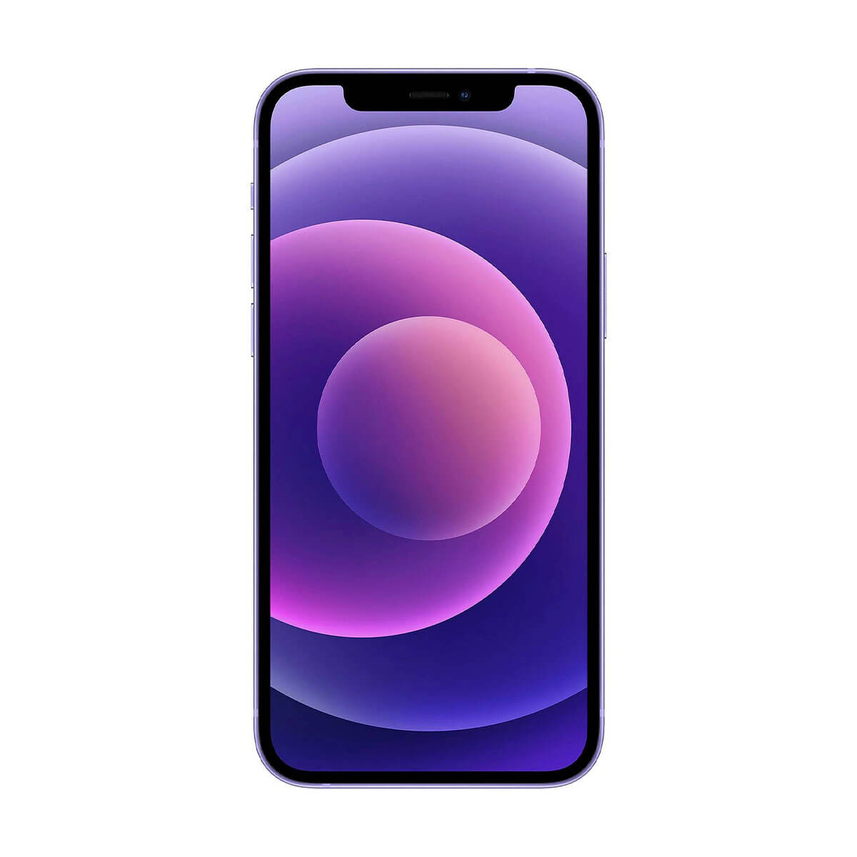 Purple iPhone with a purple and blue wallpaper.