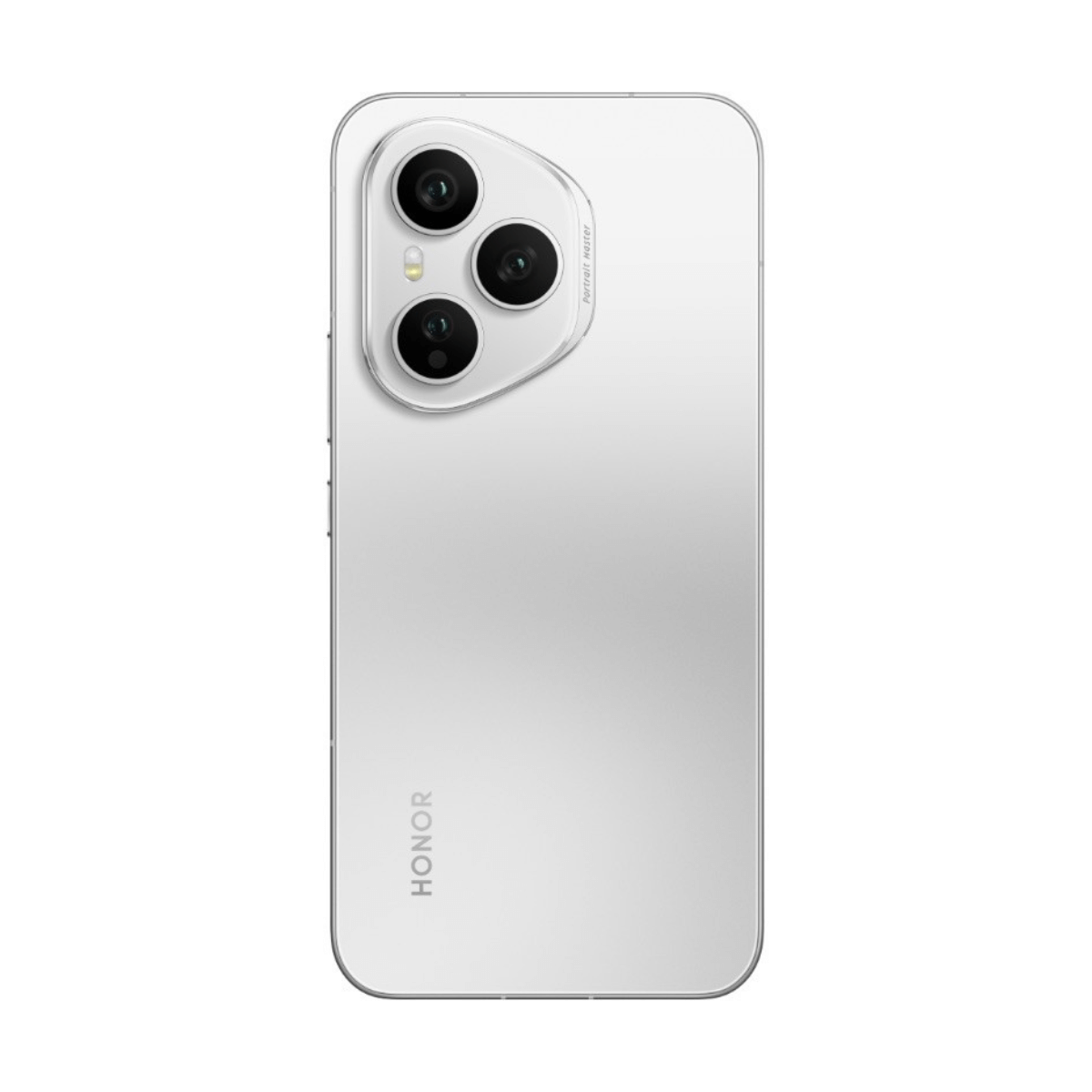 Ein weißes Honor-Smartphone mit drei Kameras auf der Rückseite.