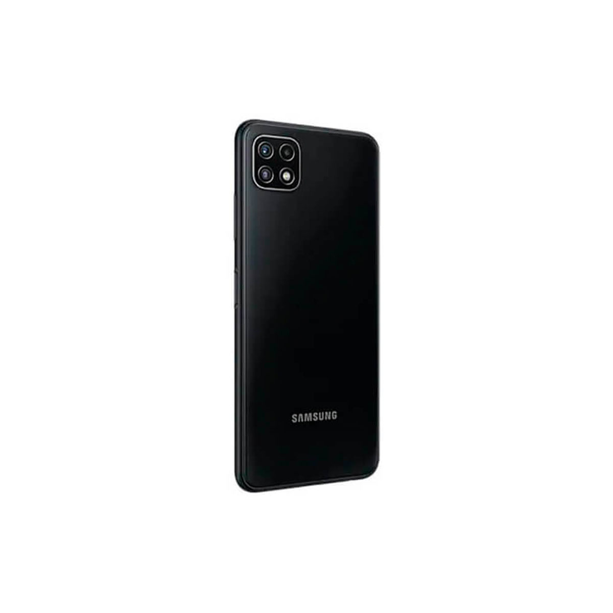 Rückseite eines schwarzen Samsung-Smartphones mit vier Kameras und Samsung-Logo.