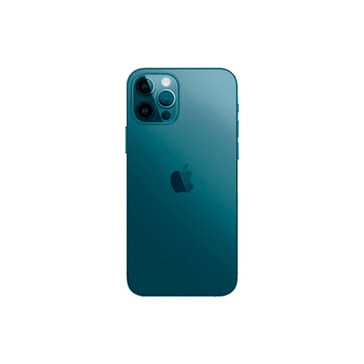 Retro di un iPhone blu petrolio con logo Apple e tre obiettivi.