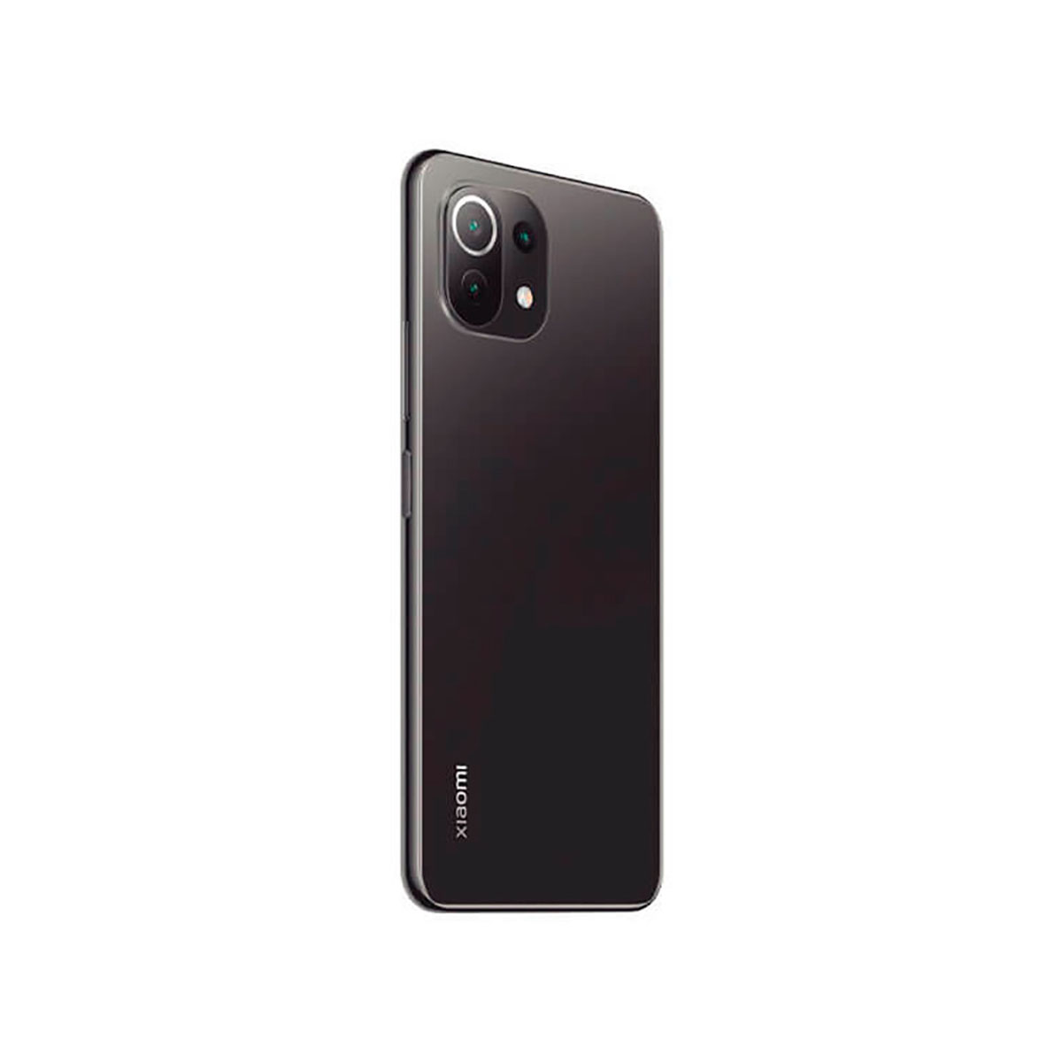 Rückseite eines dunklen Smartphones mit Kameramodul und Logo.