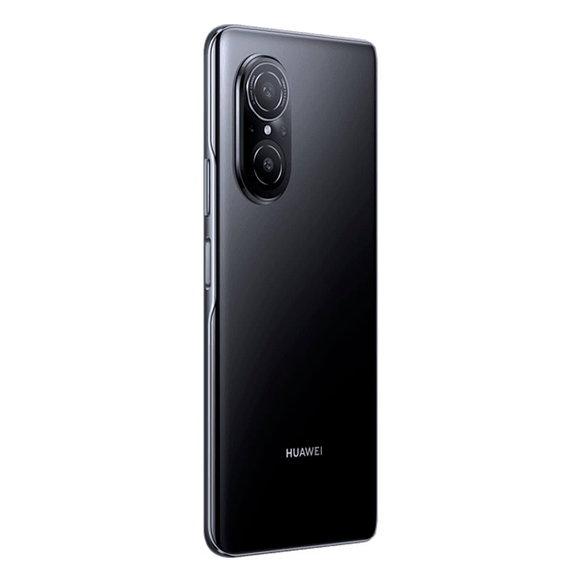 Rückseite eines schwarzen Huawei Smartphones mit zwei Kameralinsen und Huawei-Logo.