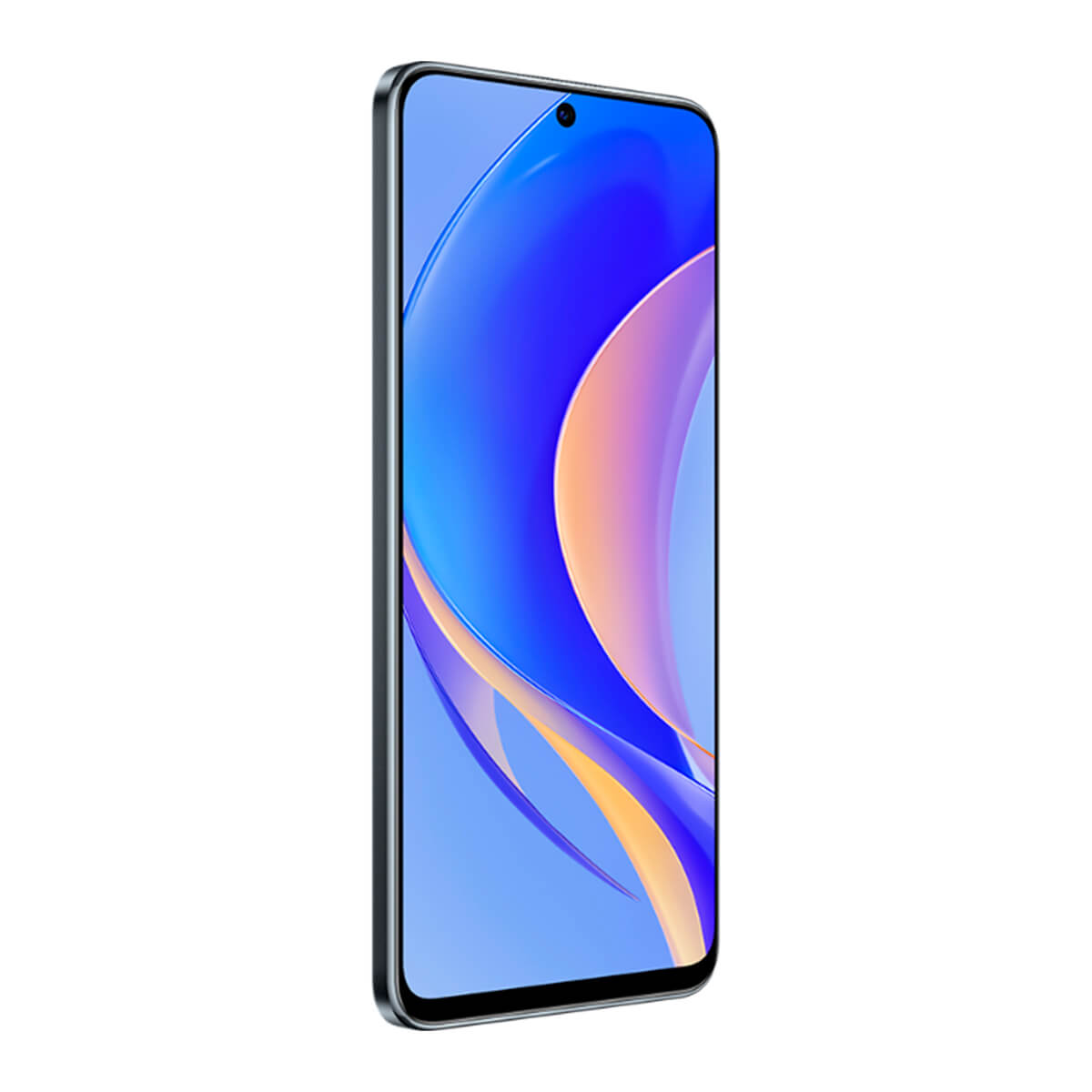 Un smartphone affichant un fond d'écran bleu et orange sur son écran.