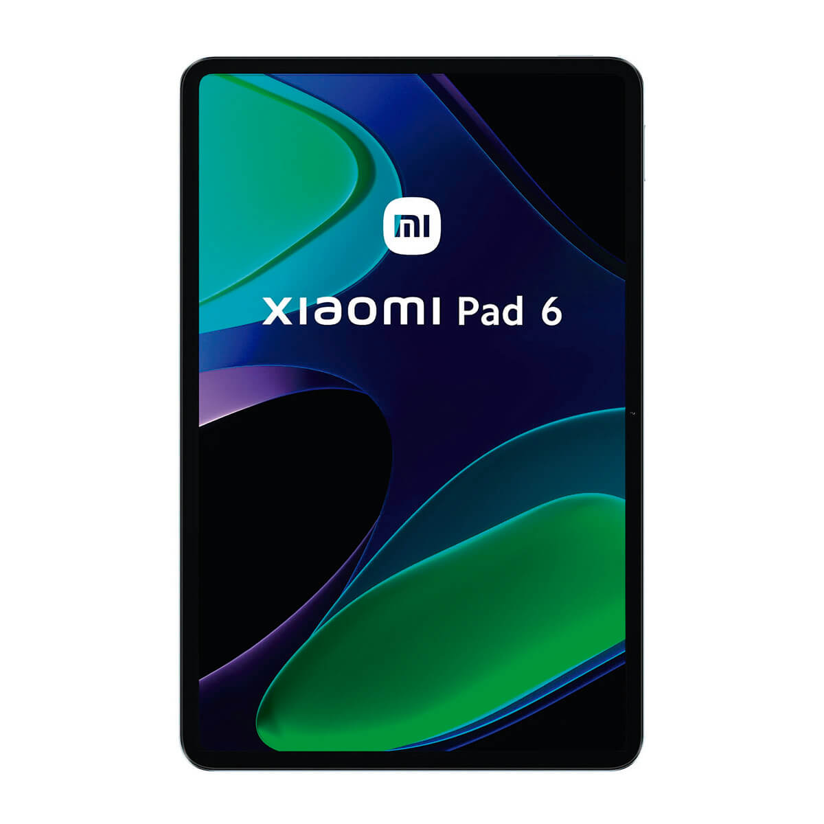 Ein Xiaomi Pad 6 Tablet mit farbiger Tapete und Logo.
