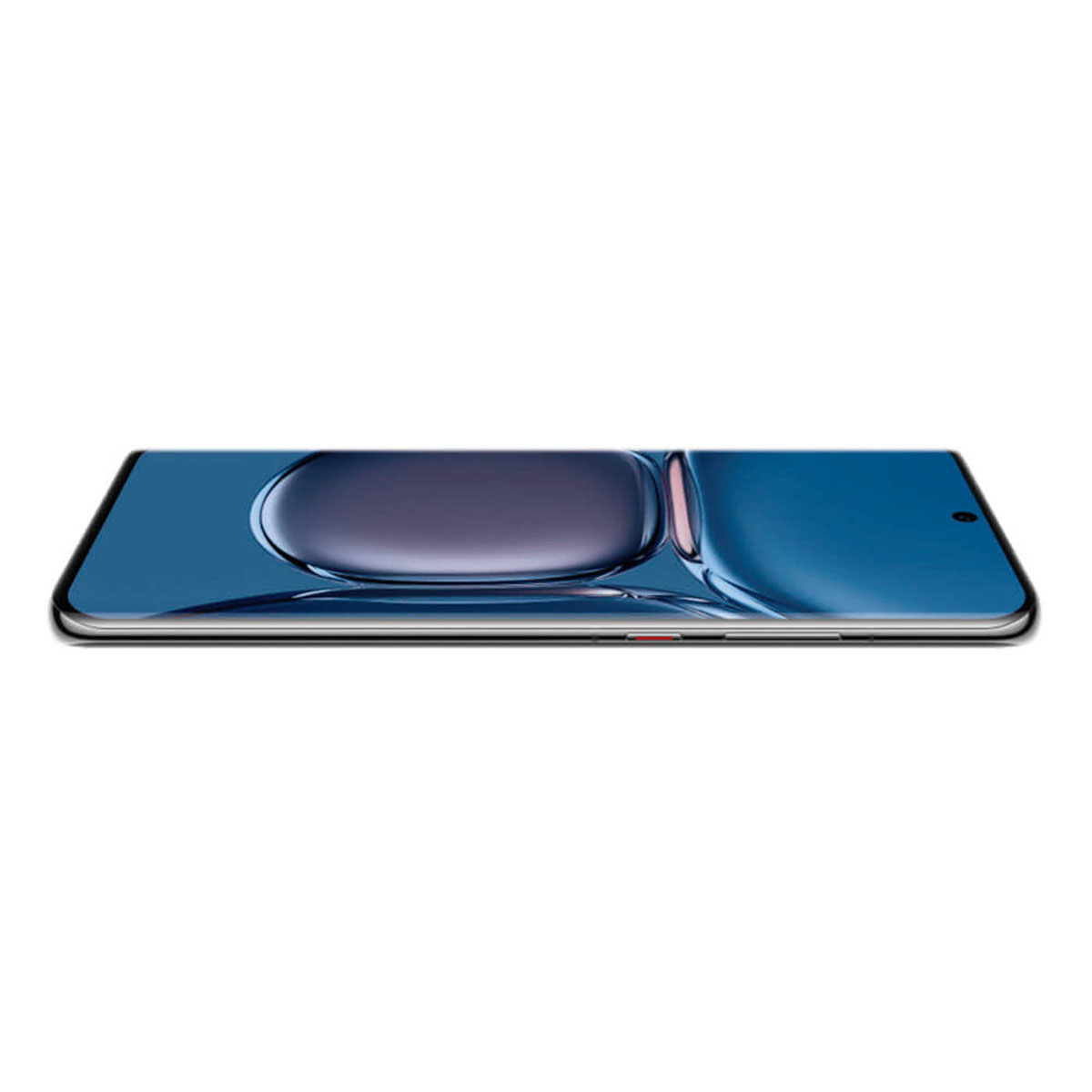 Ein schlankes Smartphone mit blauem Bildschirm und reflektierendem Design