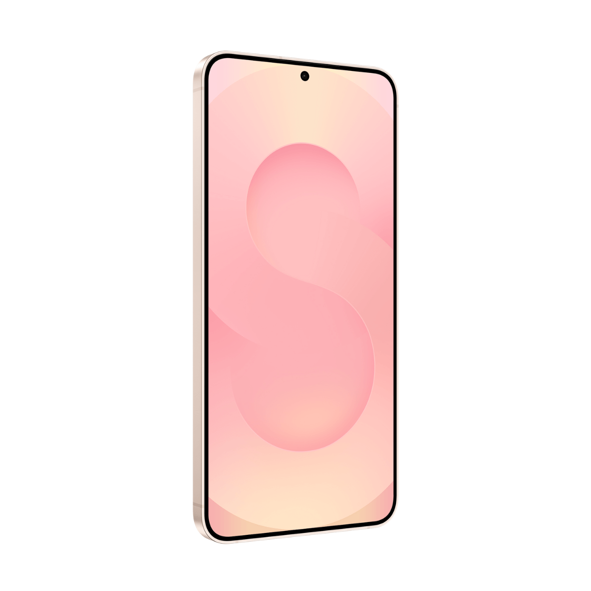 A sleek smartphone displaying a pink and yellow gradient background.