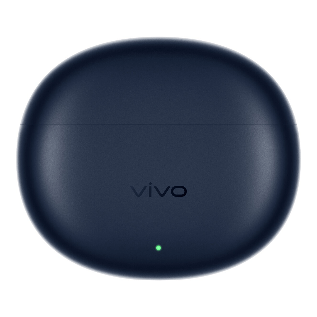 Dunkelblaue Vivo-Kopfhörerhülle mit grünem Ladeindikator.