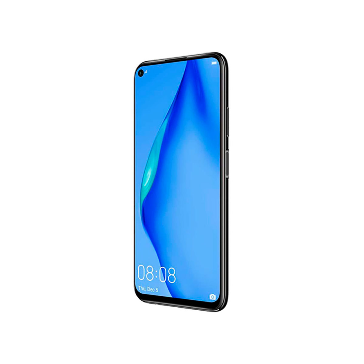 Czarny smartfon z niebieską tapetą wyświetlającą 08:08.