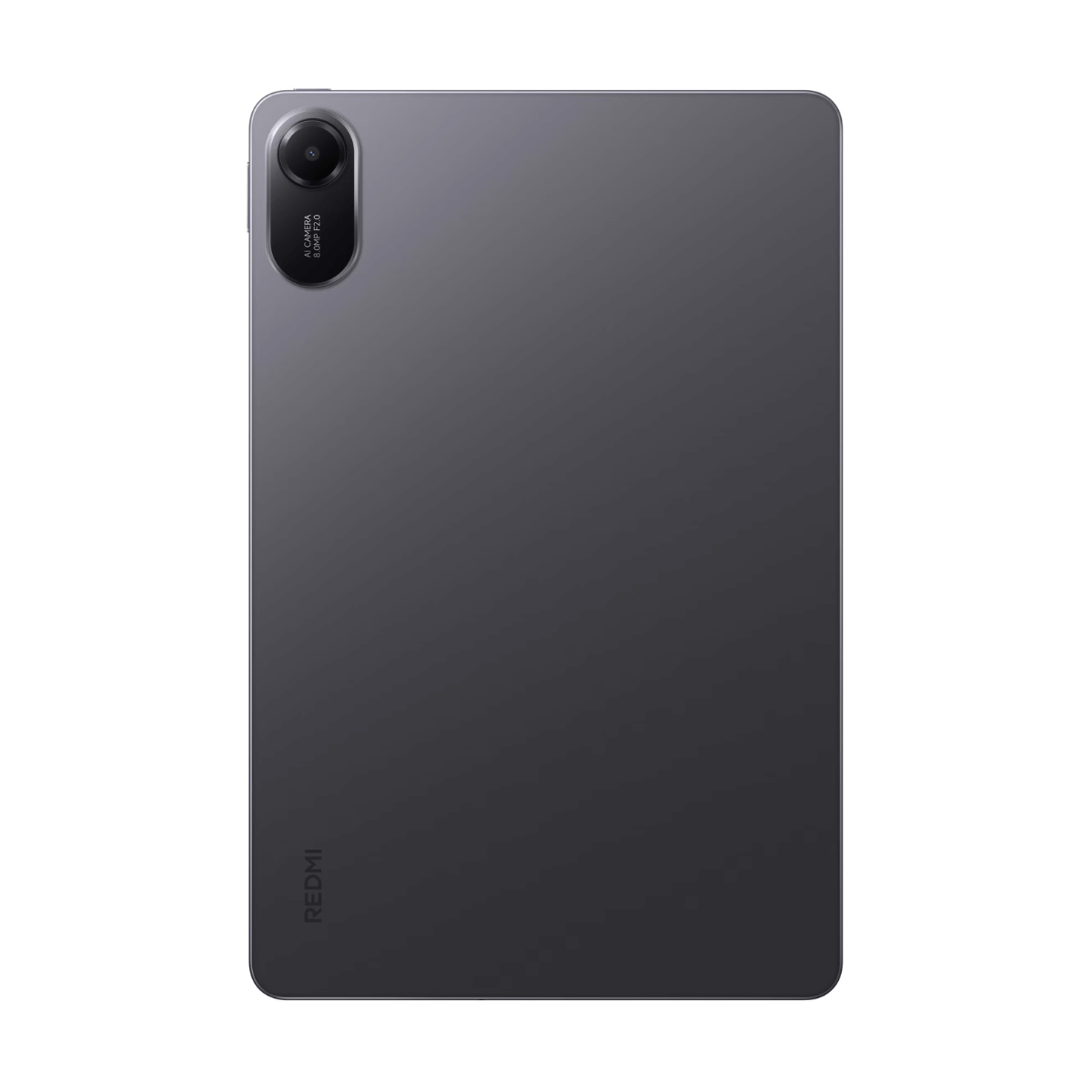 Dunkelgraues Tablet mit rückseitiger Kamera und Redmi-Logo.