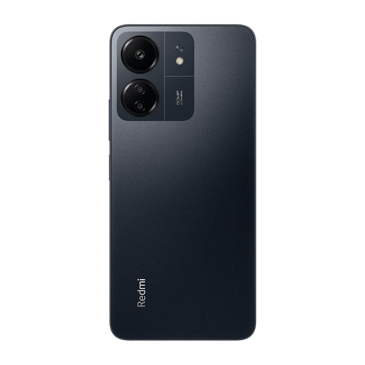 Ciemnoszary smartfon z trzema tylnymi aparatami i czerwonym logo.