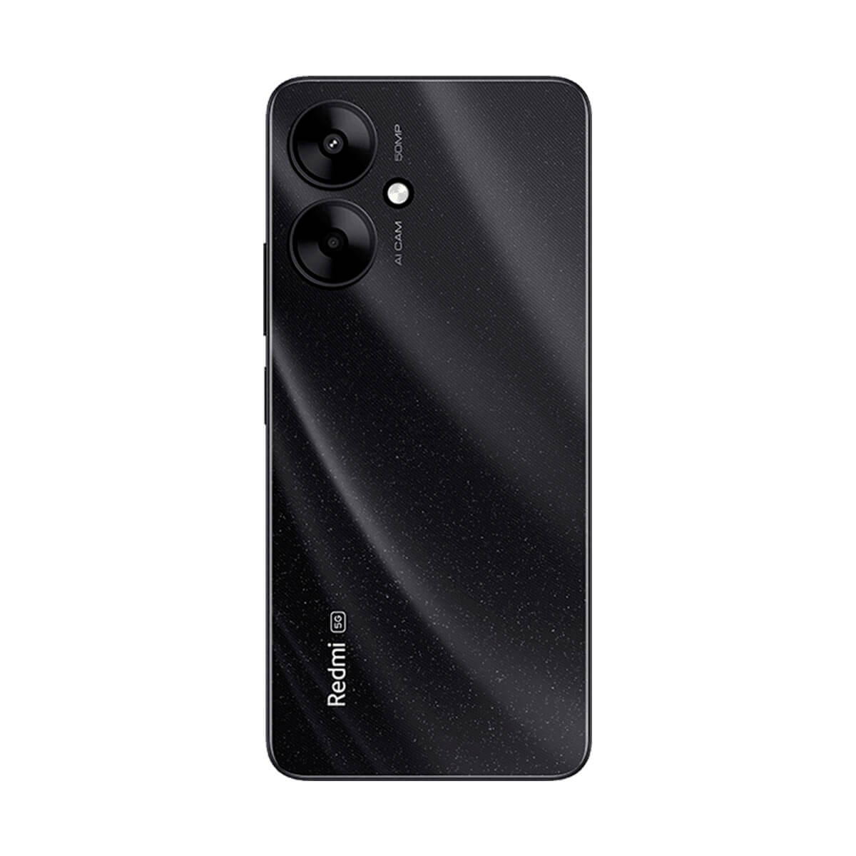 Teléfono inteligente negro con doble cámara, con etiquetas "AI CAM" y "50MP".