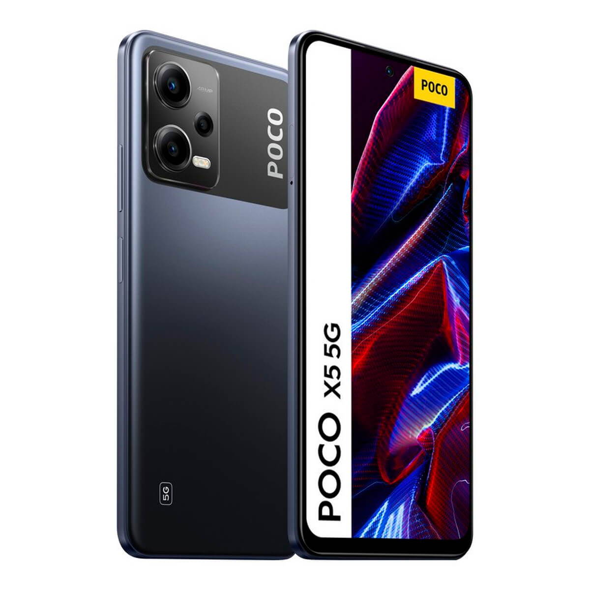 Ein dunkles Smartphone mit POCO X5 5G Schriftzug und Kamera.