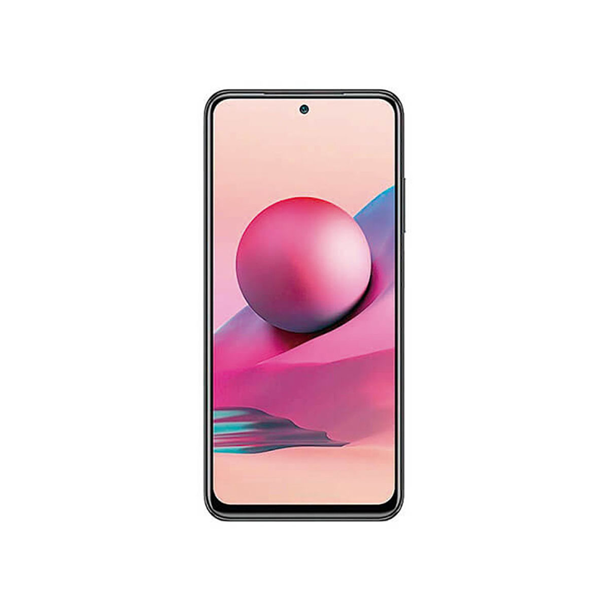 Ein Smartphone mit einem pinken Ball auf dem Bildschirm. Weiße Hintergrund.