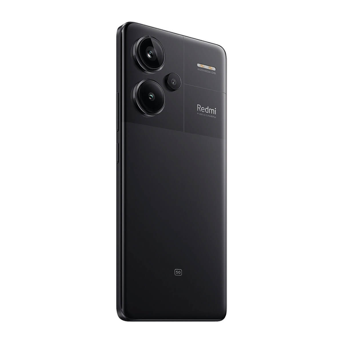 Czarny smartfon z potrójnym tylnym aparatem i logo 5G.
