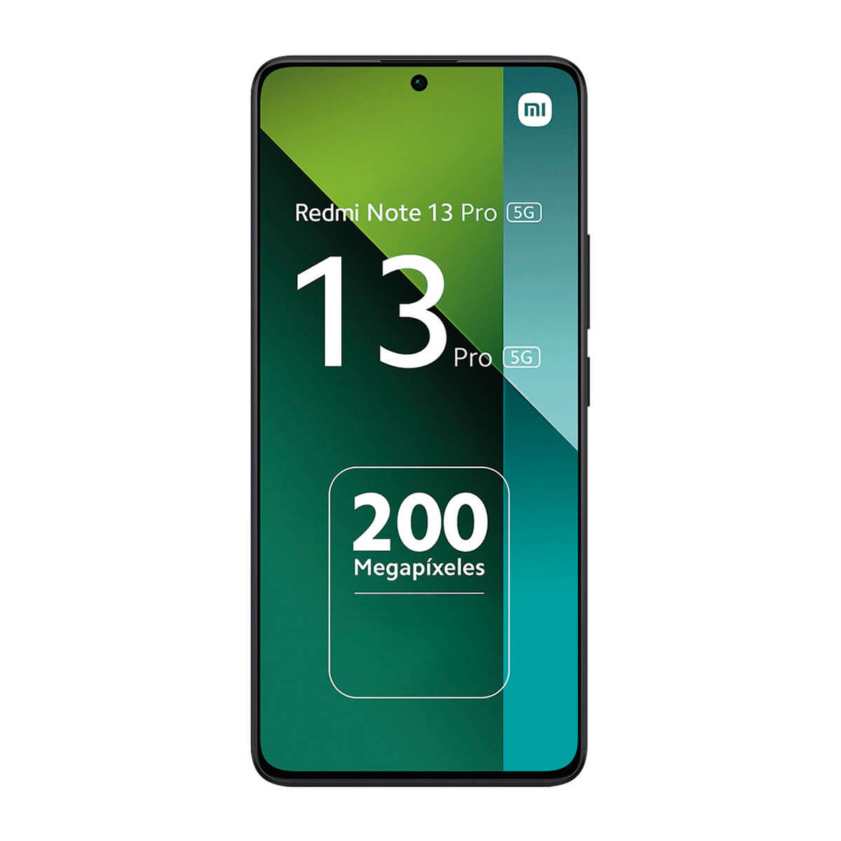Smartfon Redmi Note 13 Pro 5G z 200 megapikselami na zielonym tle.