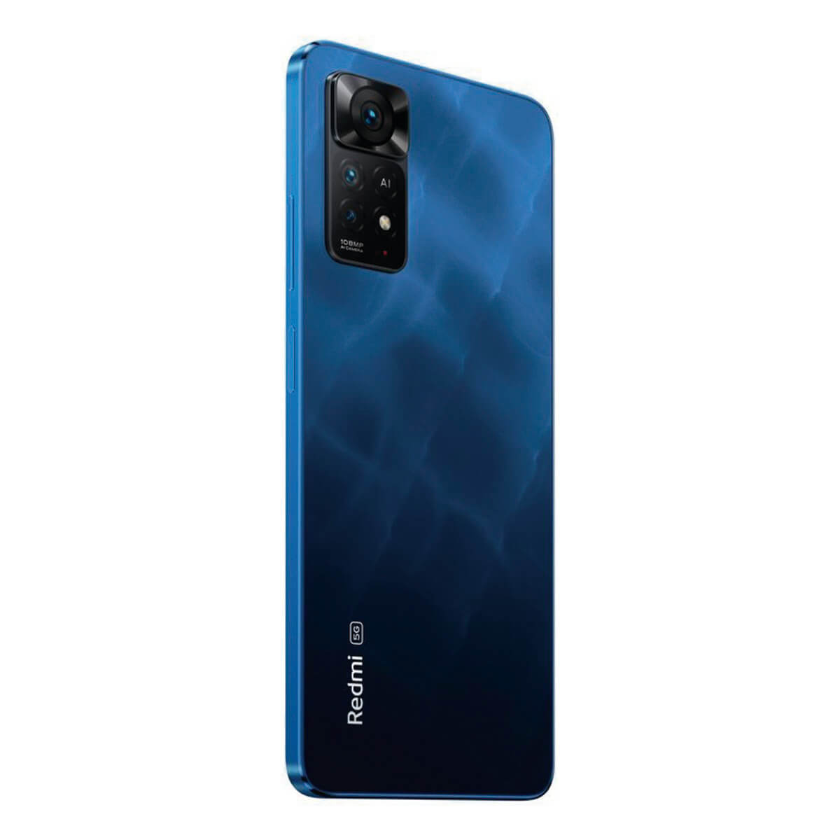 Niebieski smartfon z aparatem 108MP i marką Redmi.