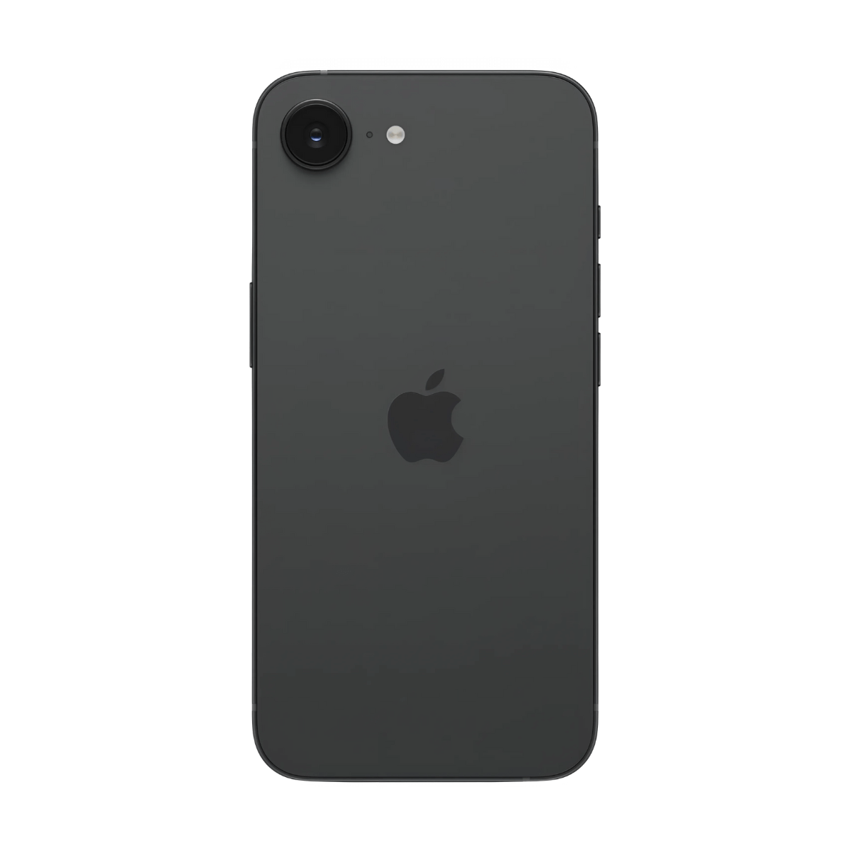Tył ciemnego iPhone'a z logo Apple i obiektywem.