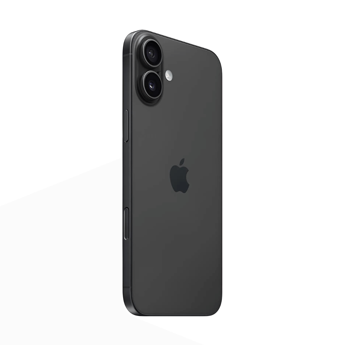 Dunkelgraues iPhone mit Dual-Kamera und Apple-Logo, von hinten.