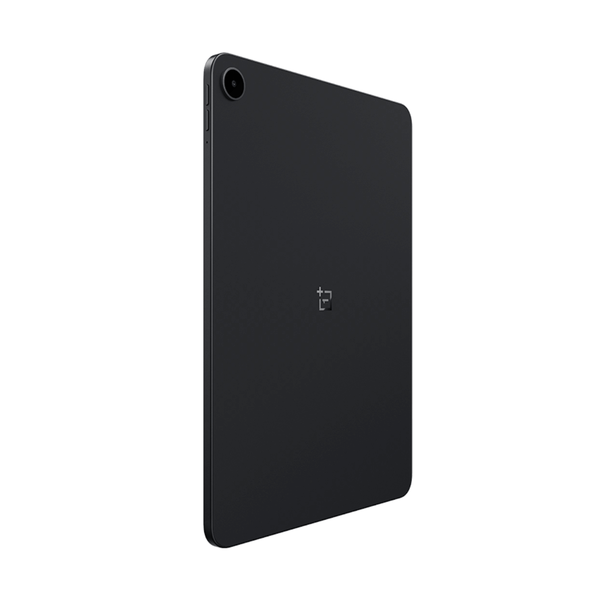 Ein dunkelgraues OnePlus-Tablet von hinten, mit einer Kameralinse oben links.