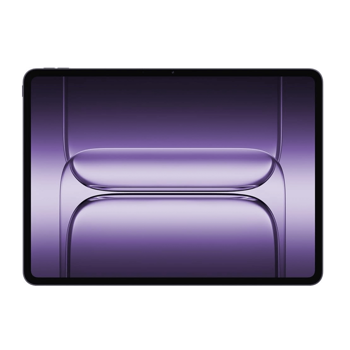 Ciemny tablet z fioletowym abstrakcyjnym tłem.