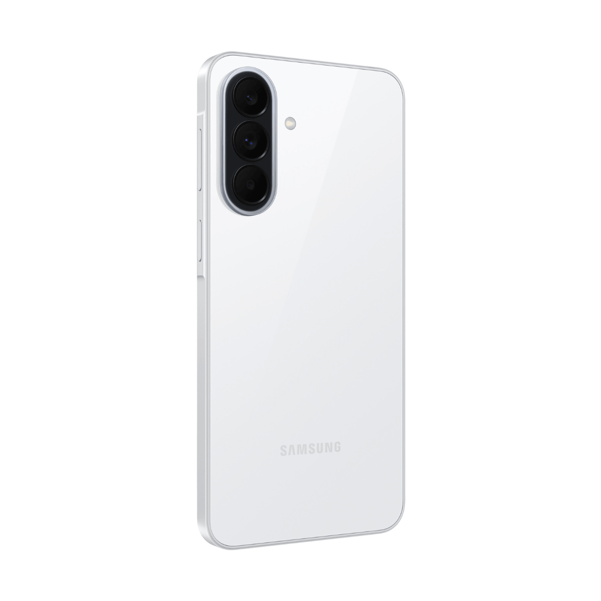 Arrière d'un smartphone Samsung blanc avec trois objectifs et logo Samsung.
