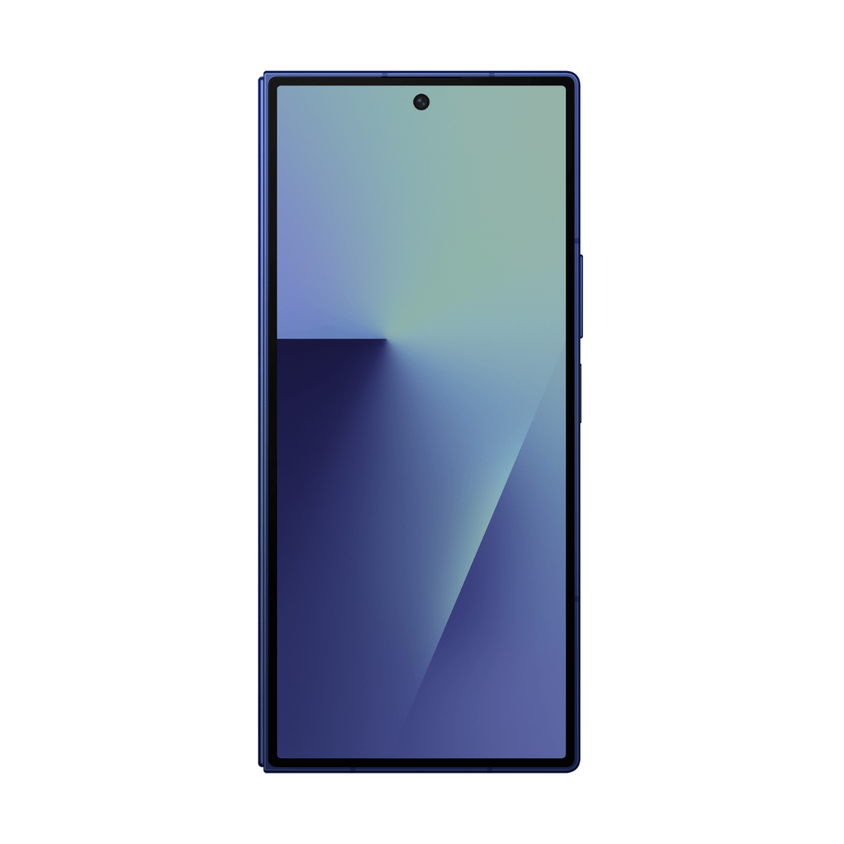 Uno smartphone blu con un gradiente sullo schermo.
