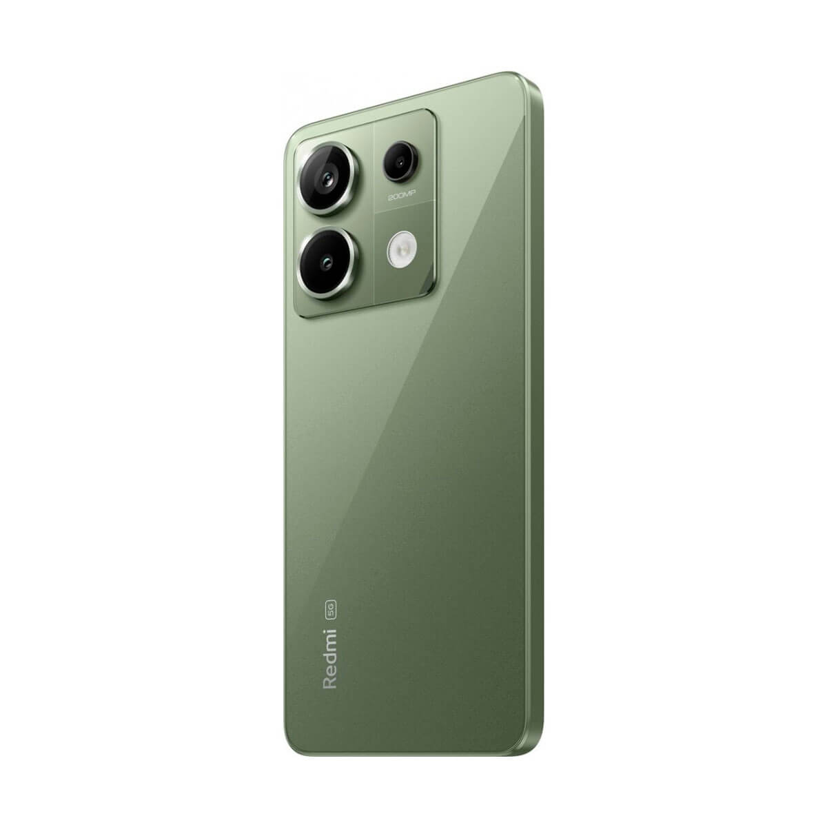Zielony smartfon z aparatem 200MP i logo Redmi 5G, na białym tle.