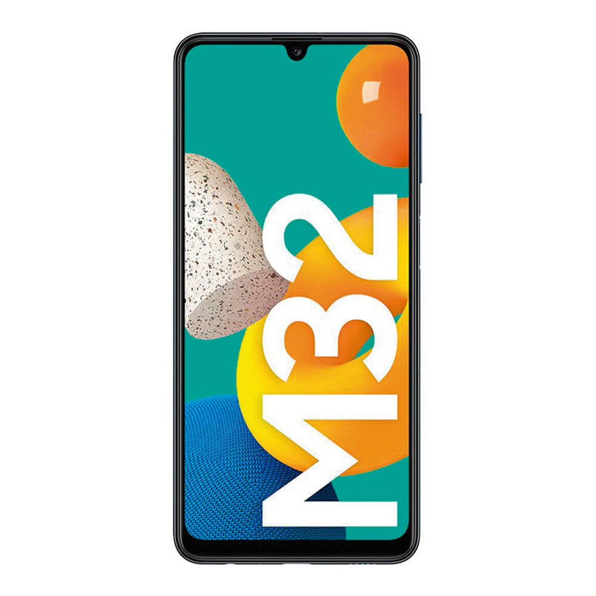 Uno smartphone con la scritta M32 su uno sfondo colorato.
