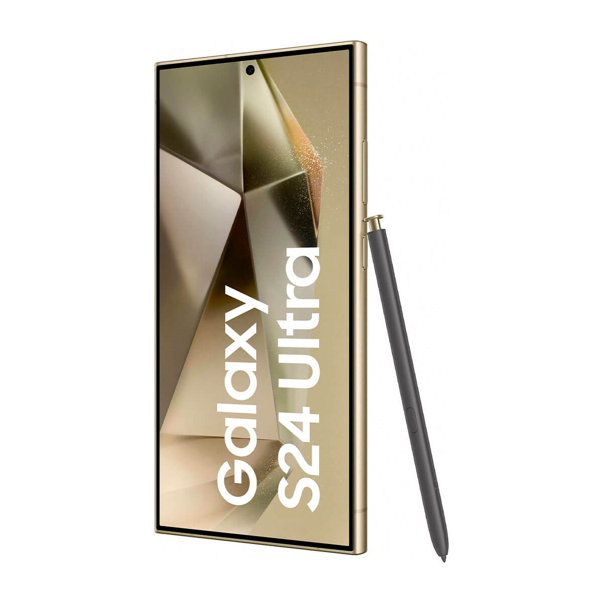 Złoty Samsung Galaxy S24 Ultra z szarym rysikiem.