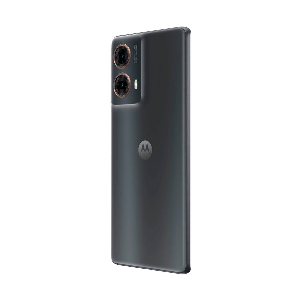 Dunkelgraues Smartphone mit zwei Kameras und Motorola-Logo.