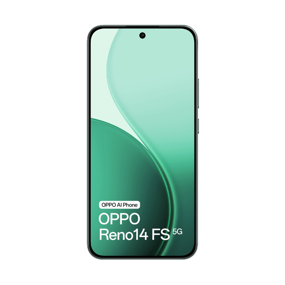 Ein schwarzes Smartphone mit einem grünen Hintergrund auf dem Display.