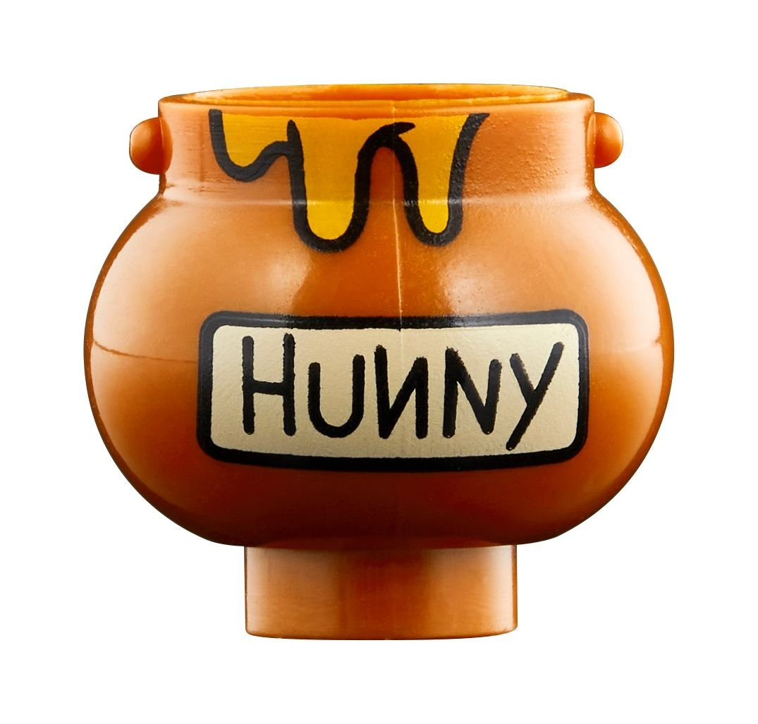 Orangefarbener Honigtopf mit gelbem Honig oben und dem Wort 'Hunny'.