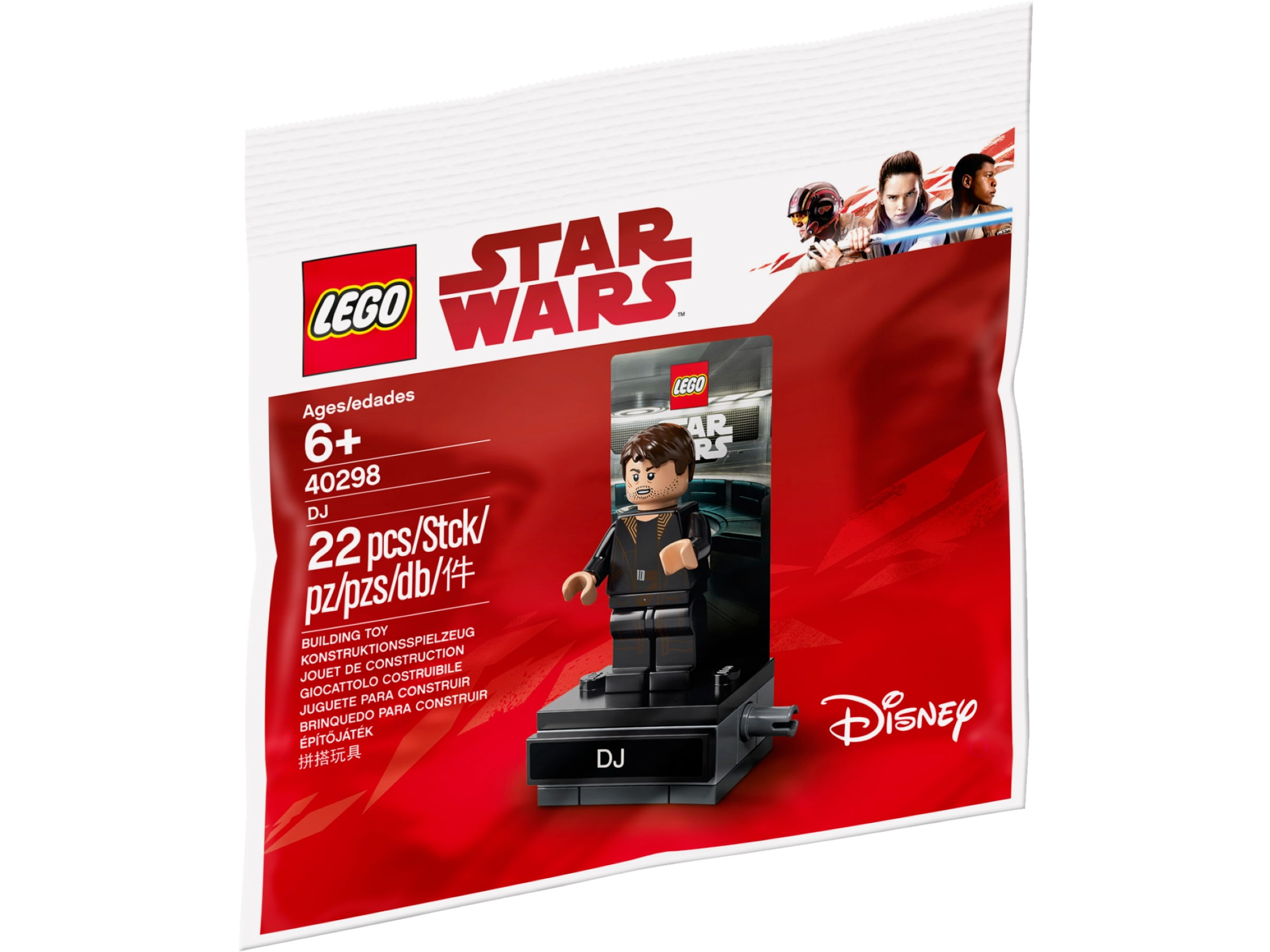 DJ figürü, yaş ve parça sayısı bilgileri içeren LEGO Star Wars çantası.