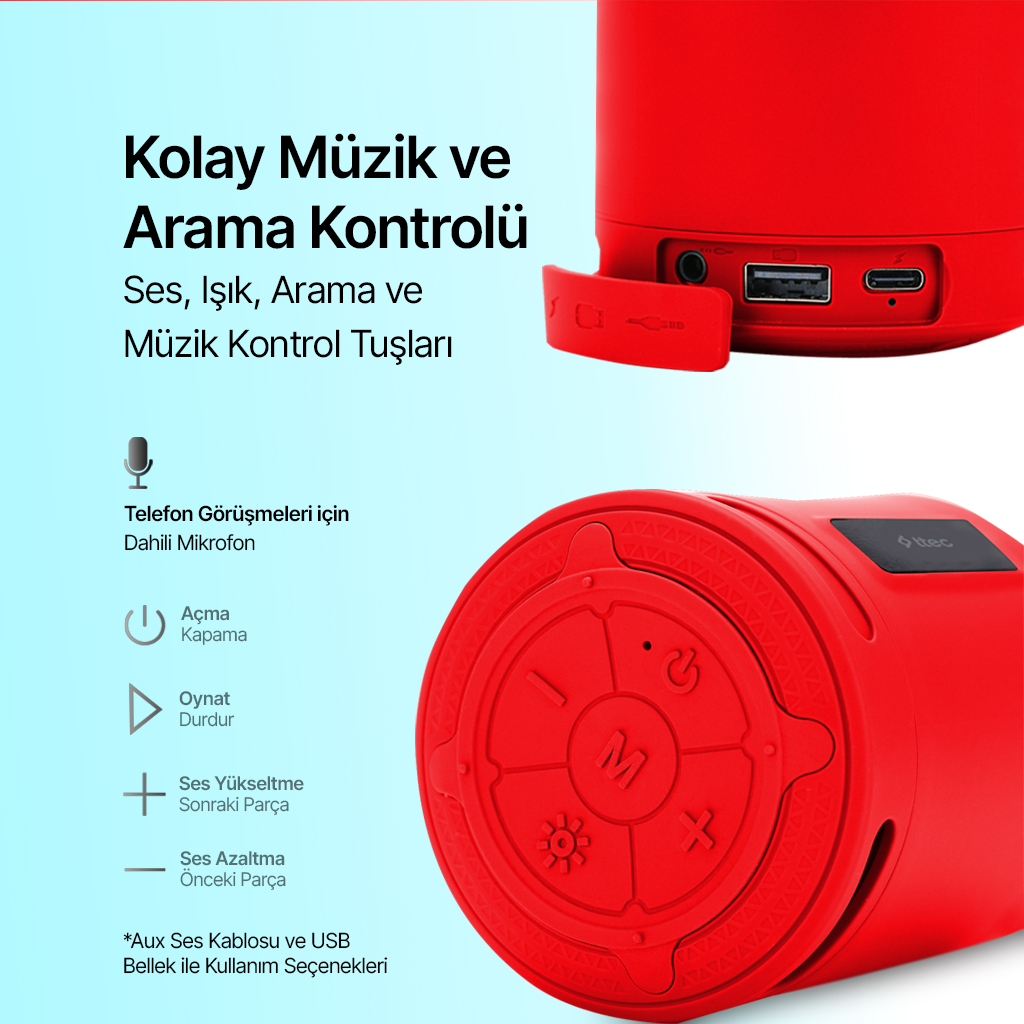 TTEC Jolli Kablosuz Bluetooth Taşınabilir Hoparlör Kırmızı