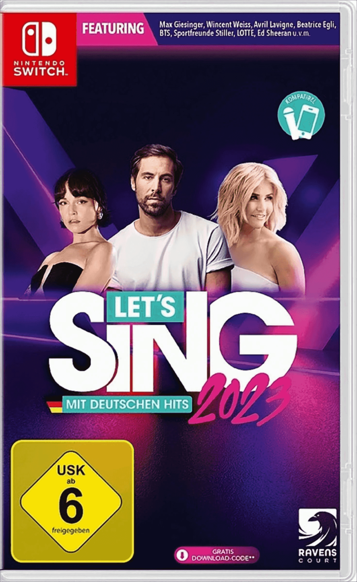 Cover von 'Let's Sing 2023' für Nintendo Switch mit Künstlern.
