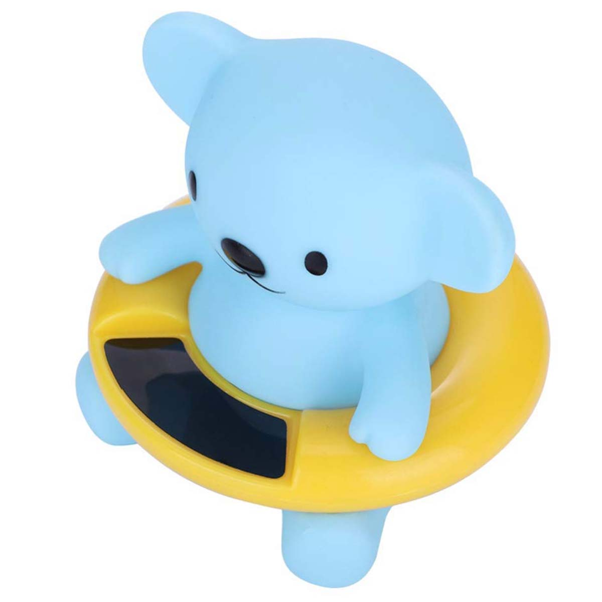 Koala blu con salvagente giallo e display digitale.