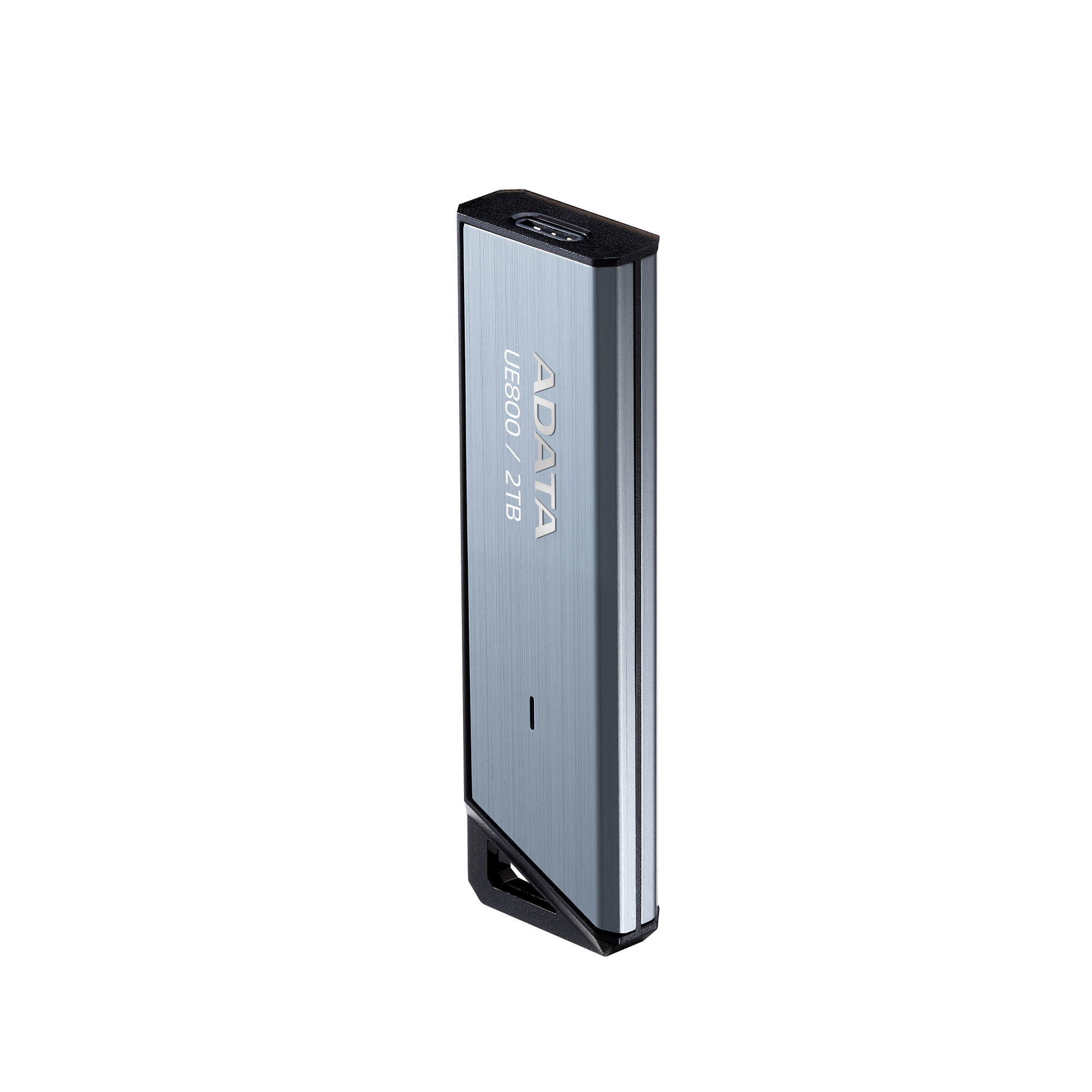 Grauer ADATA UE800 2TB USB-Speicherstick mit USB-C-Anschluss.