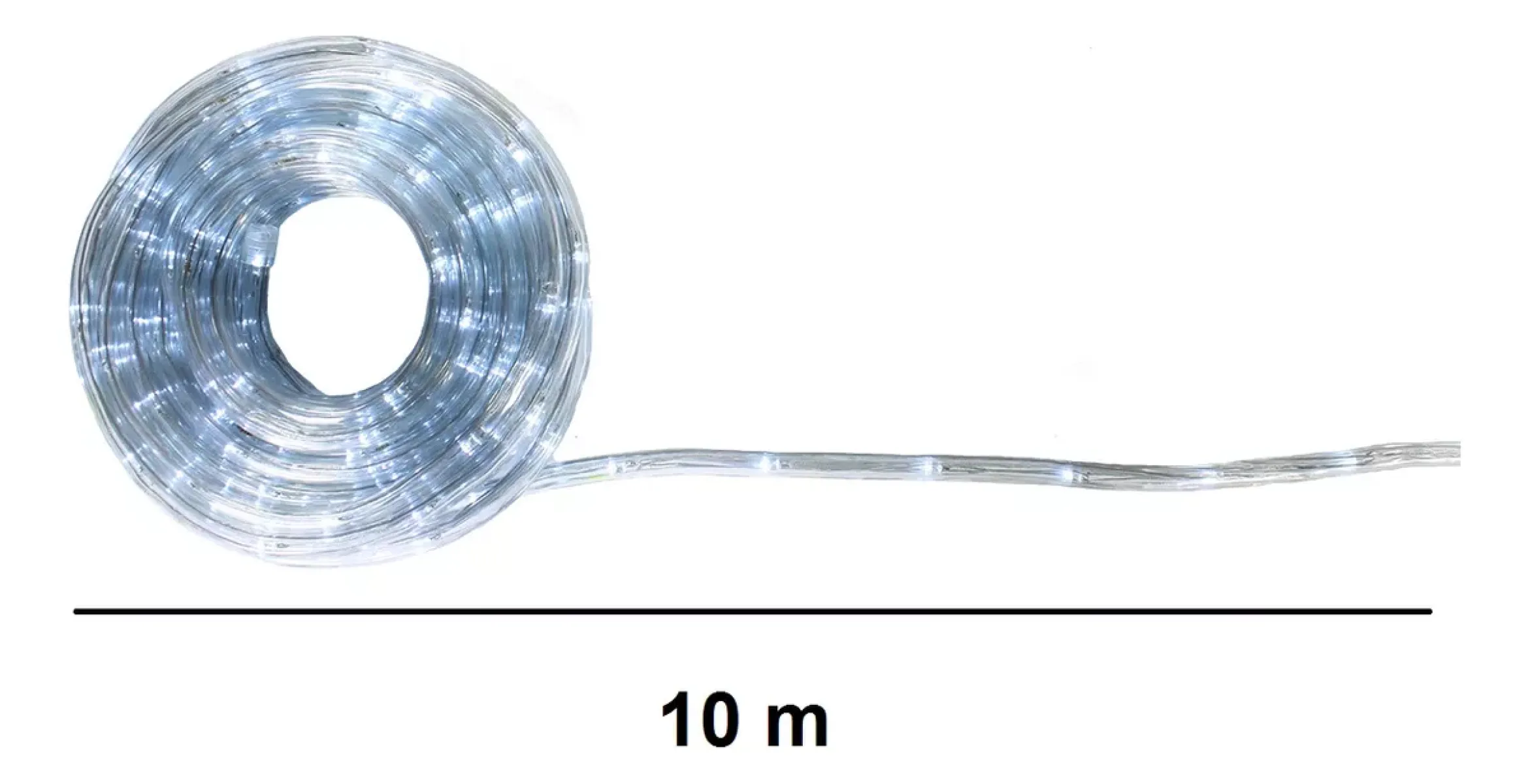 Eine Rolle weier LED-Lichterketten, 10 Meter lang.