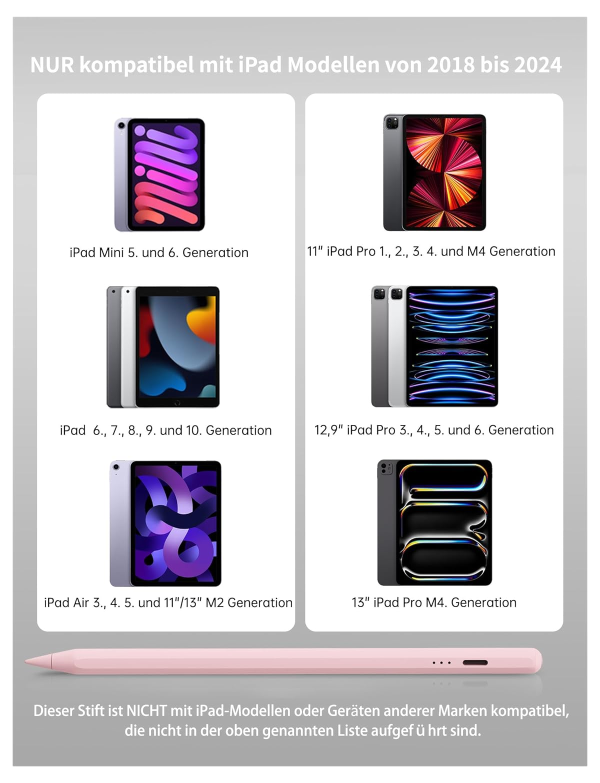 Illustrationen von iPads und ein rosa Stift.